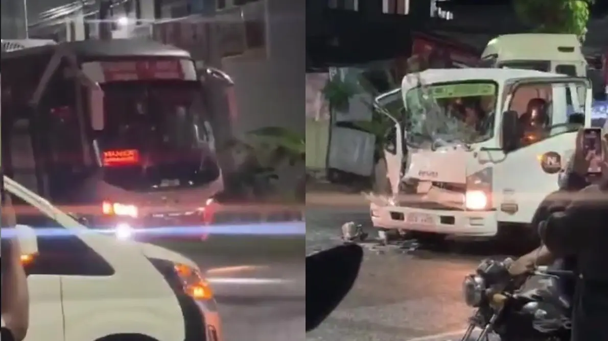 Bus ken trak, nagdinnungpar; dua a drayber, natalged